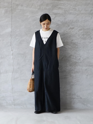 blue willow ブルーウィロー　リネンサロペット　オールインワン　麻 blue willow ブルーウィロウ リネンオールインワン メール便対応