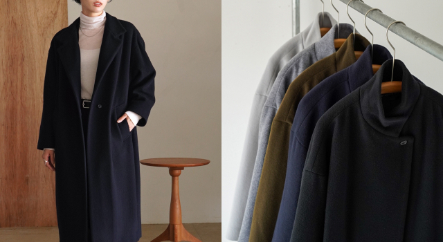 mizuiro ind｜スタンドカラー コート ウール ロングコート アウター 3-270039 ミズイロインド
