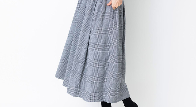 STAMP AND DIARY バルキーツイルオリジナルタックギャザースカート