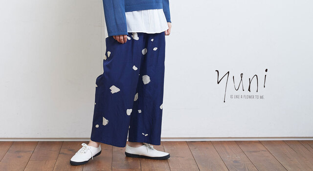 new color／オリジナルドット柄パンツにブルーが登場 - yuni