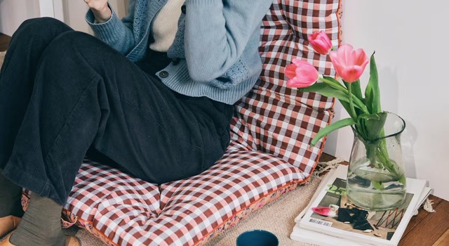 フレンチ柄が気分／リラックスできる、花柄×チェックのふっくら