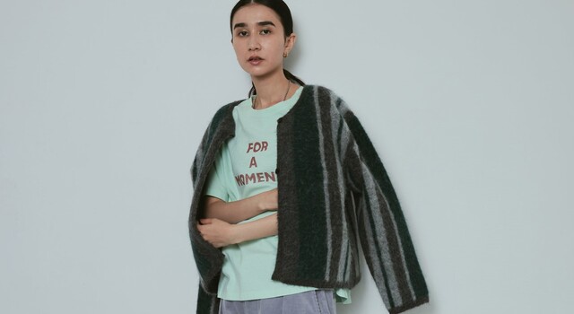 doux bleu アルパカ ストライプ ニットカーディガン　ジャケット doux bleu アルパカ ストライプ ニットカーディガンジャケット