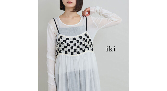 iki 綿かぎ針プリーツドッキングキャミチュニック かぎ針風レースドッキングキャミチュニック - ベルーナ【公式】