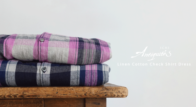 やさしいチェックが季節になじむ、リネンコットンワンピース - ichi