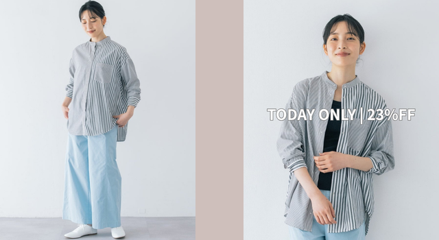 本日限定価格23%OFF】刺繍釦クレイジーストライプシャツ - PONT DE