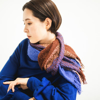 【未使用✨美品】工房織座 ウール かわり織りマフラー マロンネイビー KAWARI ウールマフラー2 マロンネイビー (かわり織りマフラー
