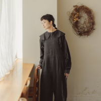 Gauze#アトリエリネンオールインワンくらすことブラック あの人気アイテムが再登場♪別注リネンオールインワンのご予約を受付中